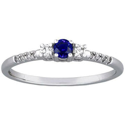 Runder Saphir-Aus der Erde Abgebauter Natürlicher Diamant-Ring 3 Stein-Stil mit Akzenten 2 Karat