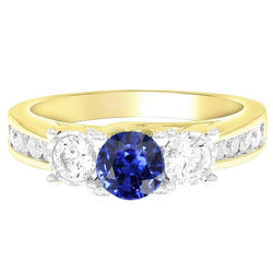 Runder Saphir-Edelstein-Ring Channel Set Aus der Erde Abgebauter Natürlicher Diamanten 4 Karat