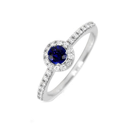 Runder Saphir Halo Ring 2,50 Karat funkelnder Aus der Erde Abgebauter Natürlicher Diamantschmuck