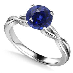 Runder Solitär Saphir Ring Infinity Style Schaftgold 14K 2 Karat