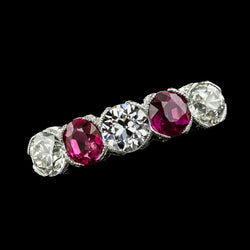 Runder alter Bergmann Aus der Erde Abgebauter Natürlicher Diamant-Hochzeitsring & rosa Saphir 4,75 Karat
