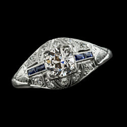 Runder alter Bergmann Aus der Erde Abgebauter Natürlicher Diamant Saphir Ring Milgrain Schaft 2.50 Karat