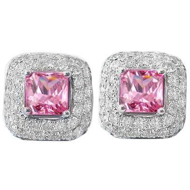 Rundschliff 5 ct. Rosa Saphir mit Diamanten Ohrstecker Gold 14K - harrychadent.de