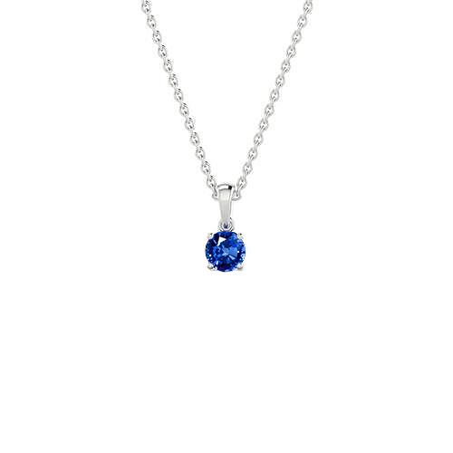 Rundschliff Ceylon-Saphir-Aus der Erde Abgebauter Natürlicher Diamant-Anhänger-Halskette 2 Karat WG 14K