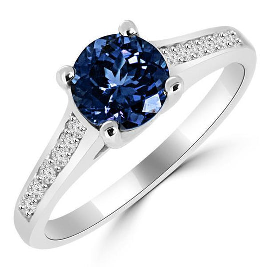 Rundschliff Ceylon Saphir Diamant Ring 2,80 Karat Weißgold 14K - harrychadent.de