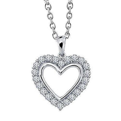 Rundschliff-Aus der Erde Abgebauter Natürlicher Diamant-Herz-Stil-Anhänger aus massivem Weißgold 14K 2,20 Ct