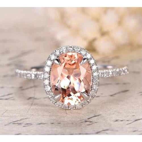 Rundschliff Morganit und Diamanten 11,35 Karat Ring Gold Weiß 14K - harrychadent.de