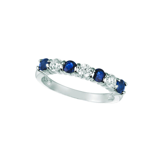 Saphir & Aus der Erde Abgebauter Natürlicher Diamant Eternity Band 1 Karat 14K Weißgold
