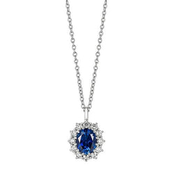Saphir & Aus der Erde Abgebauter Natürlicher Diamant Halskette Anhänger 3,52 Karat 14K Weißgold