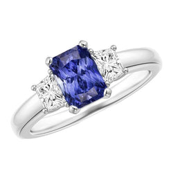 Saphir-Edelstein-Schmuck 3-Stein-Trapez-Aus der Erde Abgebauter Natürlicher Diamant-Ring 2,50 Karat