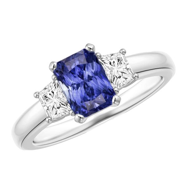 Saphir-Edelstein-Schmuck 3-Stein-Trapez-Diamant-Ring 2,50 Karat - harrychadent.de