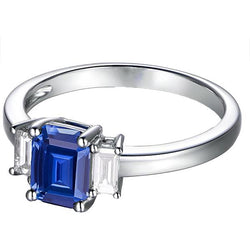 Smaragd 3 Stein Blauer Saphir Ehering 2,50 Karat Goldschmuck