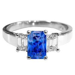 Smaragd 3 Stein Aus der Erde Abgebauter Natürlicher Diamant Edelstein Ring 3 Karat Hellblauer Saphir