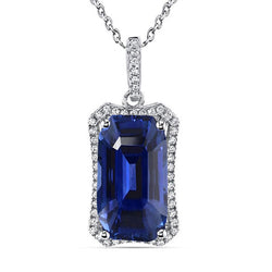 Smaragd-Ceylon-Saphir & runder Aus der Erde Abgebauter Natürlicher Diamant-Halo-Anhänger Gold 5,75 Karat