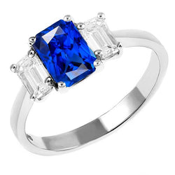 Smaragd Aus der Erde Abgebauter Natürlicher Diamant 3 Steine Saphir Jubiläumsring 2.50 Karat Gold 14K