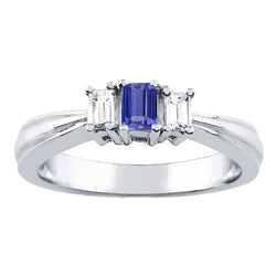 Smaragd Aus der Erde Abgebauter Natürlicher Diamant & Ceylon Saphir Ring 3 Stein 2 Karat Konischer Schaft