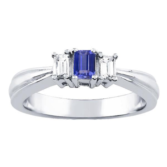 Smaragd Diamant & Ceylon Saphir Ring 3 Stein 2 Karat Konischer Schaft - harrychadent.de