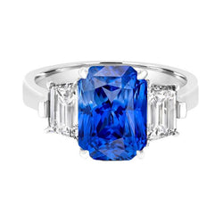Smaragd Aus der Erde Abgebauter Natürlicher Diamant Jubiläumsring 3 Karat Hellblauer Saphir 3 Stein