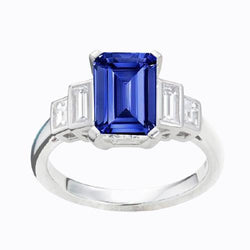 Smaragd Aus der Erde Abgebauter Natürlicher Diamant Saphir Jubiläumsring 2.50 Karat Damen Gold 14K