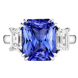 Smaragd-Aus der Erde Abgebauter Natürlicher Diamant-Schmuck 3 Steine Ring Strahlender Saphir 5 Karat