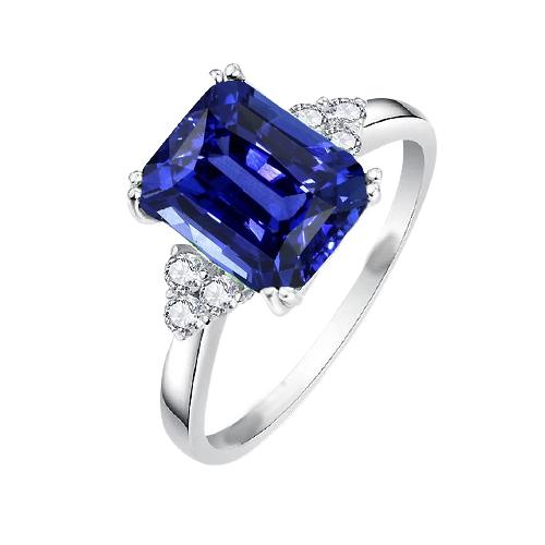 Strahlender Diamantring Tiefblauer Saphir 3 Karat 14K Gold - harrychadent.de