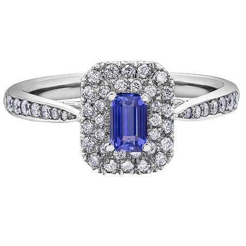 Smaragd Doppel Halo Blue Saphir Ring Konischer Schaft 3 Karat - harrychadent.de