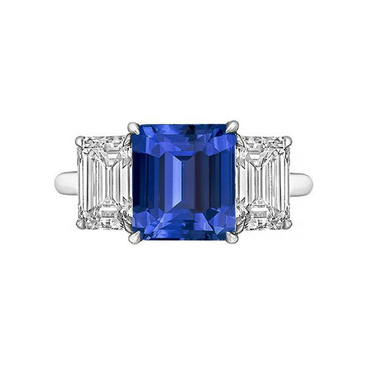 Smaragd Drei Stein Blauer Saphir Ring 3 Karat Goldschmuck - harrychadent.de