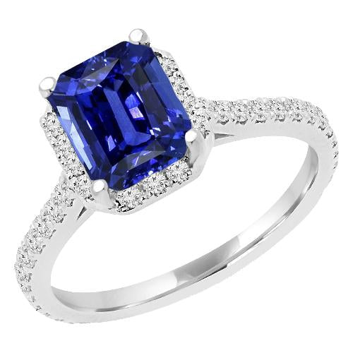 Strahlender Edelstein Diamant Halo Saphir Ring 4 Karat Runde Akzente 14K - harrychadent.de