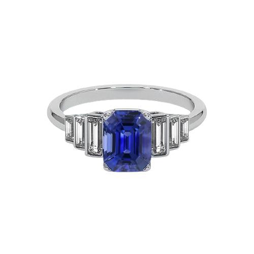 Smaragd Edelstein Ring Ceylon Saphir & Baguette Diamanten 2,50 Karat - harrychadent.de