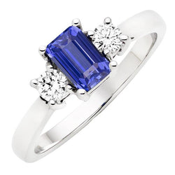 Smaragd Edelstein Saphir Ring Aus der Erde Abgebauter Natürlicher Diamant 3 Steine Rundschliff 3 Karat Gold