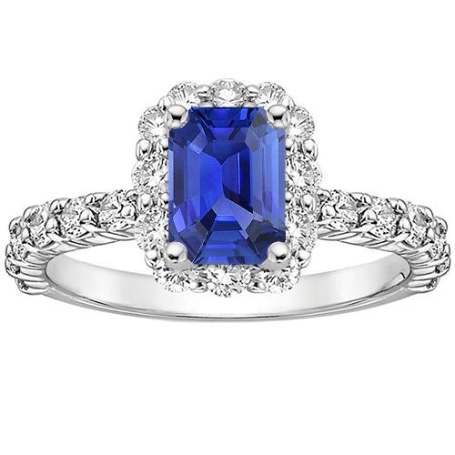 Smaragd Halo Ring Sri Lankan Saphir & Diamant 4,25 Karat - harrychadent.de