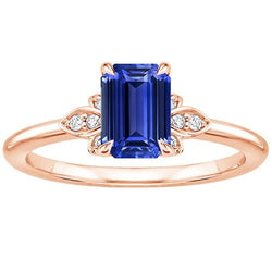 Smaragd Roségold 14K Ring Ceylon Saphir & Diamant 3,50 Karat