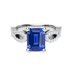 Smaragd & Runder Diamant Ring Infinity Style Ceylon Saphir 3 Karat