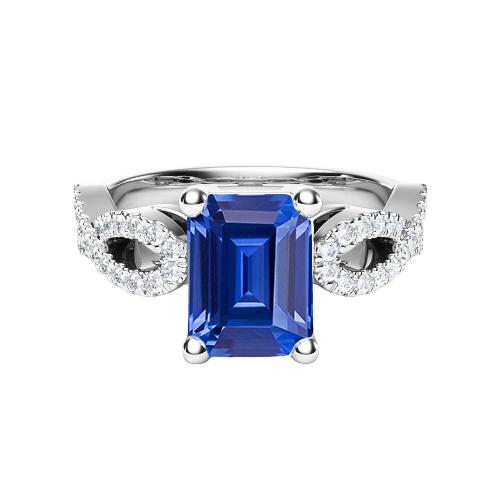 Smaragd & Runder Diamant Ring Infinity Style Ceylon Saphir 3 Karat - harrychadent.de