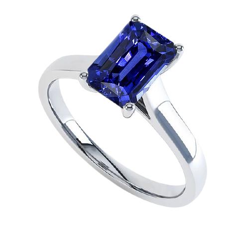 Radiant Solitaire 2 Karat Weißgold Ceylon Saphir Ring - harrychadent.de