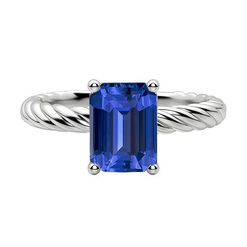 Smaragd Solitaire Blauer Saphir Ring Gold Twisted Rope Style 2 Karat - harrychadent.de