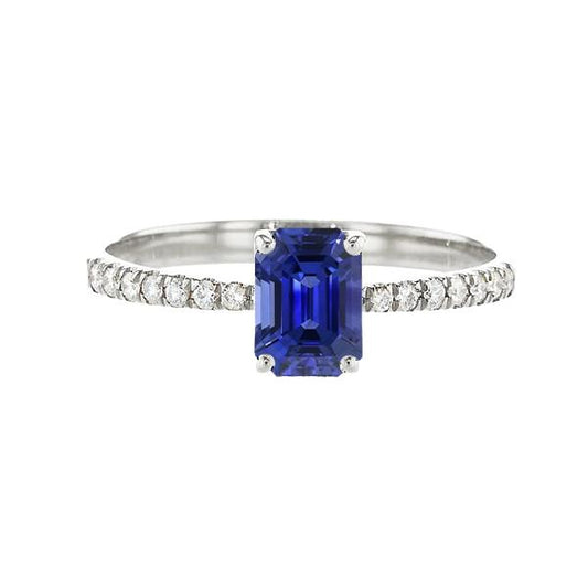 Smaragd Solitaire Blauer Saphir Ring & Pave Set Diamanten 2,50 Karat - harrychadent.de