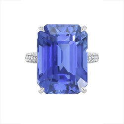 Smaragd-Solitär-Ceylon-Saphir-Ring mit Akzenten 5 Karat
