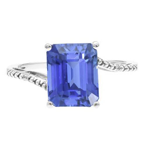Smaragd Solitär Ehering Blauer Saphir Split Shank 2.50 Karat - harrychadent.de
