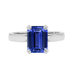 Smaragd-Solitär-blauer Saphir-Ring 3-Karat-Krappen-Set