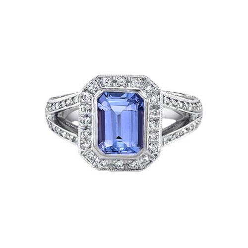 Smaragd Tansanit Aus der Erde Abgebauter Natürlicher Diamanten 5,36 Karat Fancy Ring Neu