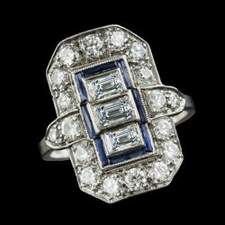 Smaragd alter Bergmann Aus der Erde Abgebauter Natürlicher Diamantring Blauer Saphir 3 Steine Stil 6,75 Karat