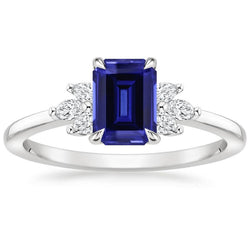 Smaragd srilankischer Saphir-Aus der Erde Abgebauter Natürlicher Diamant-Verlobungsring 2,50 Karat