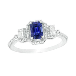 Smaragdblauer Saphir Ehering Gold Konischer Schaft 2.50 Karat 14K