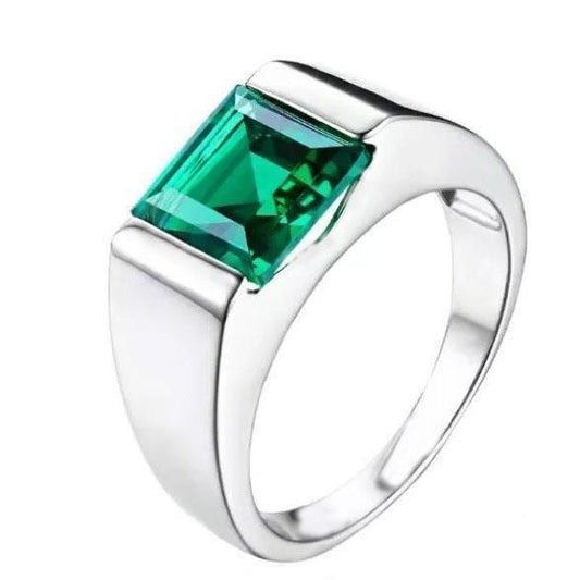 Solitaire 4,50 Karat Grüner Smaragd Ring 14K Weißgold Neu