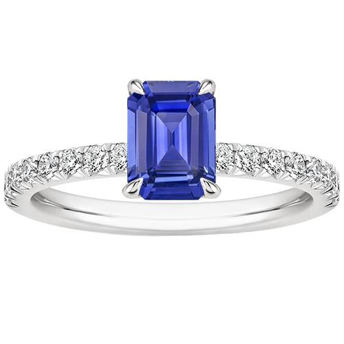 Solitaire Accents Ring Pave Set Blauer Saphir & Diamant 4,50 Karat - harrychadent.de