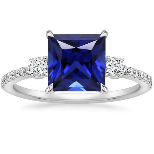 Solitaire Accents Ring Saphir aus Sri Lanka und Diamant 5,5 Karat - harrychadent.de