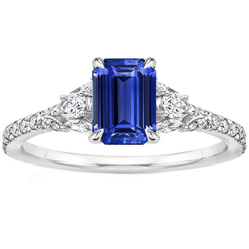 Solitaire Akzente Ring 3 Steine Blauer Saphir & Diamant 4,50 Karat - harrychadent.de