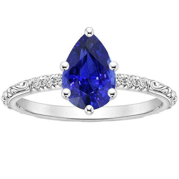 Solitaire Akzente Ring Antiker Stil Blauer Saphir & Diamanten 4 Karat - harrychadent.de