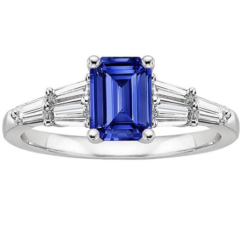 Solitaire Akzente Ring Baguette & Smaragd Ceylon Saphir 4 Karat - harrychadent.de